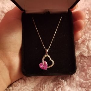 Diamond & Pink Sapphire Necklace